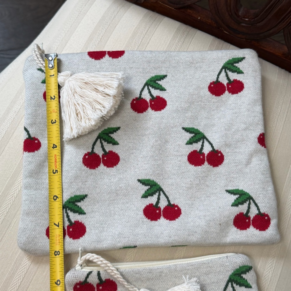 Cherry Patterned Pouch Set With Tassels Nwot - image 8
